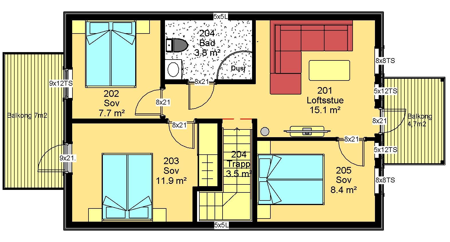 rorbu 6 loft Floor Plan Loftsplan 1100 Kanstad